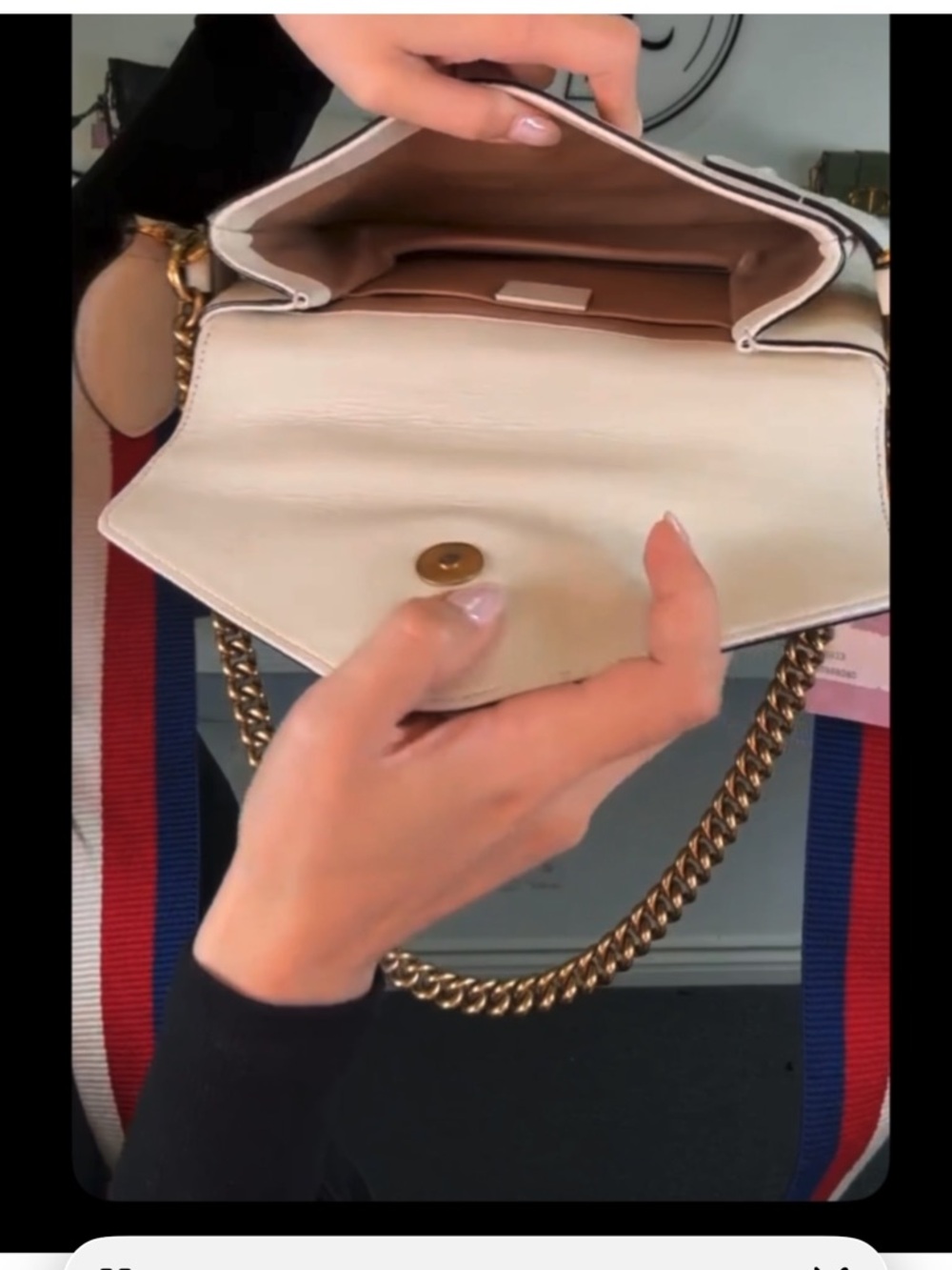 Excellent Gucci Queen Bee Pearl-Studded Cream Bag w COA - Picture 5 of 6